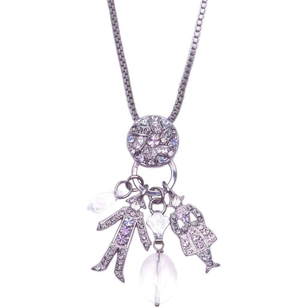 Mariana Ice Queen Silver Long Pendant Charms Necklace Grey & Vitrail M1154 NWT